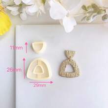 Khuôn cắt gốm hình đường rỗng bất đối xứng, dụng cụ làm khuyên tai, khuôn cắt trang sức thủ công thu nhỏ, khuôn gốm, dụng cụ dập nổi tối giản, khuôn đất sét polymer hoặc đất nặn độ chính xác cao. - trắng - Xem 13