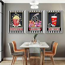 3Pcs No Frame Wall Art Poster ModernVintage Art Canvas Print Posters, Candy Cold Drinks Movie Signs Canvas Wall Art Paintings, Artwork Wall Painting For Living Room Bedroom Office Hallway Kitchen Wall Decors, No Frames - A - View 8