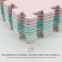 18PCS EVA Foam Floor Tiles With Cross Pattern, Interlocking Exercise Mats, Water-Resistant Noise-Reducing Foam Flooring With Easy Assembly For Home Gym Yoga Dance Playroom Basement Apartment, Blue-White-Pink - 藍白粉 - 查看 4
