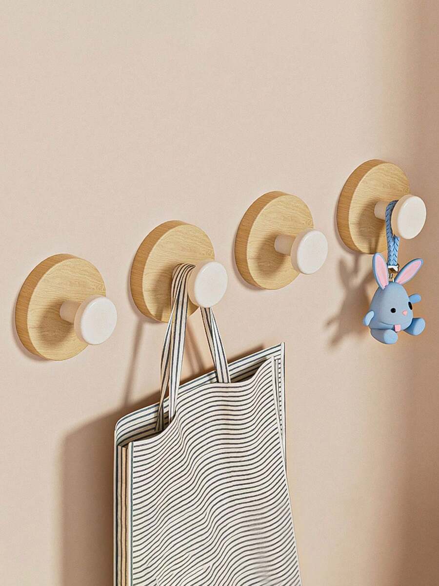 Nordic Style Wall Mounted Hooks, No Drilling Needed, Strong Adhesive, Coat Hooks, Key Holder, Storage Racks For Bathroom, Kitchen, Closet, Creative Design - White - View 1