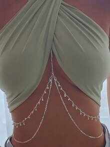 1 chiếc dây đeo eo kiểu yếm đính pha lê gợi cảm, trang sức cơ thể phù hợp cho tiệc bãi biển, quà tặng ngày lễ. - Bạc - Xem 1