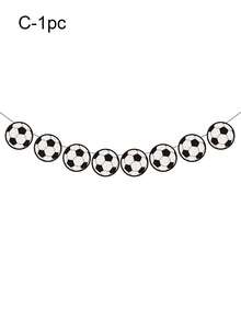 1 Set Football Themed Birthday Party Decorations, Black - Happy Birthday Banner, Hanging Swirls, Flags, Party Supplies Suitable For Sports Theme Party - Football Decoration Set - View 13