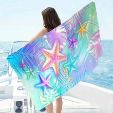 1 buah Handuk Pantai Mikrofiber Ekstra Besar & Ekstra Lembut, Cepat Kering, Tahan Pasir, Ringan, Desain Bintang Laut Berwarna-warni, Sangat Menyerap. Ideal Untuk Pantai, Kolam Renang, Berkemah, dan Perjalanan. - MultiWarna - View 2