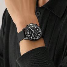 Guess Đồng hồ thạch anh analog đa chức năng dành cho nam – Vỏ và dây đeo bằng thép không gỉ màu đen 44mm, mặt số màu đen và dây đeo bằng silicon màu đen, phụ kiện thời trang chống nước 50m – GW0913G3 - màu đen - Xem 1