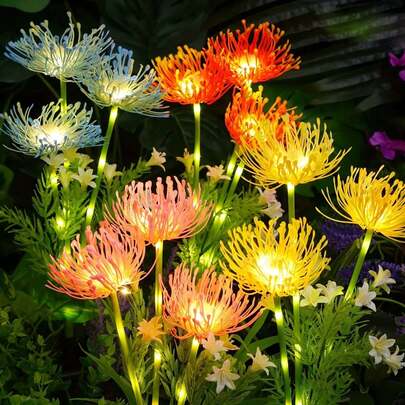 Solar Powered Cosmos Flower Lights, LED Realistic Floral Garden Decor Lights, Using Solar Power And Night Lighting, Providing Yellow/Pink/Blue/Red Flower Design Coneflower Lawn Lights, Yard Decor Lights, Solar Flower Lights With Illuminating Petals And Stems, Outdoor Garden Lawn Decor Lighting Plant Flower Atmosphere Stake Lights
