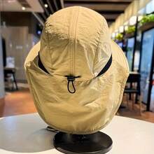 1 chiếc mũ chống nắng thời trang unisex - Thích hợp cho câu cá, leo núi, cắm trại | Chất liệu polyester thoáng khí, có thể giặt, có các màu kaki, đen, xanh navy. - A - Xem 4