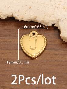 2个A-Z英文字母吊坠，不锈钢心形字母饰品，爱心字母吊坠，珠宝制作材料，DIY手工耳环、手链、项链配件 - 愛心字母 - 查看 56