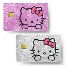SANRIO 4张银色激光自粘黑色PVC卡片贴纸，公交卡贴纸，可充值卡贴纸 - 彩色 - 查看 7