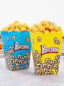 6pcs/18pcs Popcorn Boxes, Paper Food Packaging Buckets, Disposable Popcorn Paper Boxes, Snack Packaging Bags, Paper Cup Takeaway, Popcorn Buckets, Movie Theater Popcorn Boxes - Multicolor - View 10