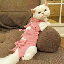 Traje para cirugía de esterilización/castración de gatos, ropa protectora transpirable para gatas madres para prevenir mordeduras y lamidos después de la cirugía - Rosa - Ver 12