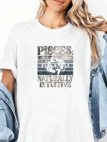 Pisces - Naturally Intuitive - Pisces - Short Sleeve Casual T-Shirt - White - View 4