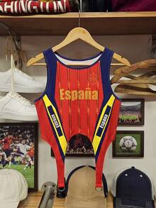 女士休闲西班牙网眼针织圆领镂空不对称修身背心，适合春夏穿着，Blokette Blokecore Remake，2026世界杯 - 紅色 - 查看 9