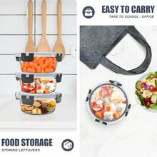 10 Pack Meal Prep Glass Food Storage Containers With Airtight Lids, Round Borosilicate Glass Containers Set (2 Sizes: 950ml & 400ml), Leak-Proof Kitchen Organizer For Lunch, Microwave & Freezer Food Containers For Home & Kitchen - View 4