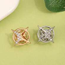 2pcs Versatile Star Safety Pins Set (Silver & Gold) - Glittering Rhinestone Decorations For Denim Jackets, Scarves, Hats, Cute & Secure Fastener By JADE Gifts For Mother, Father, Graduation, And Teacher - Multicolor - View 6