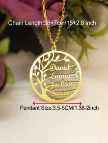 A Customized Personalized Tree Shaped Name Necklace Worth Having, A Multi Name Life Tree Circular Pendant Necklace, Family Member Name Jewelry - Multicolor - View 4