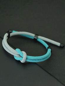 1 pieza Pulsera de hombre hecha a mano de cuerda de nailon trenzada de 4 mm con cadena ajustable, perfecta como regalo para el Día del Padre o el Día de San Valentín - Pulsera ajustable de doble capa de 4 mm - Ver 11