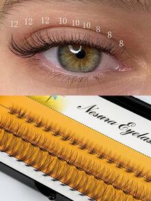 60pcs/Set 10D 8-15mm Natural Look False Eyelashes, Lengthening & Long-Lasting, Suitable For Beginners DIY Home Use Eyelash Extension Kit, Eyelash Clusters, Personal False Eyelashes, Suitable For Daily Commute, Dates, Music Festivals, Enlarging Eyes - C - View 1