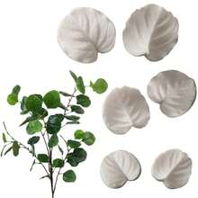 6 pièces Moule en silicone texturé à double face avec feuille d'eucalyptus et orchidée phalaenopsis, moule à gâteau en pâte à sucre, outil de cuisson réutilisable pour mariage, anniversaire et fête - Gris pâle - Voir 9