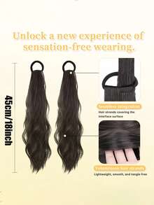 18英寸女士日常使用波浪卷发马尾发圈 • 自然发质弹力发带 • 卷发马尾发饰 - 彩色 - 查看 8