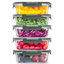 5pcs 1040ml High Borosilicate Glass Food Storage Containers With Airtight Snap Lids, Leak-Proof Meal Prep Lunch Boxes For Home Kitchen Restaurant,Suitable For Home And Restaurant Use - View 11