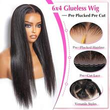 bling hair 200% Density Glueless Wear And Go Straight Wigs For Women Human Hair 6x4 HD Lace Closure Wigs Human Hair Brazilian Virgin Wigs Pre Plucked Pre Cut 5x5 Glueless Lace Front Wigs Human Hair Straight 7x5 9x6 Closure Wigs Ready To Wear For Beginners 24 26 Inch - Natural Black - Xem 6