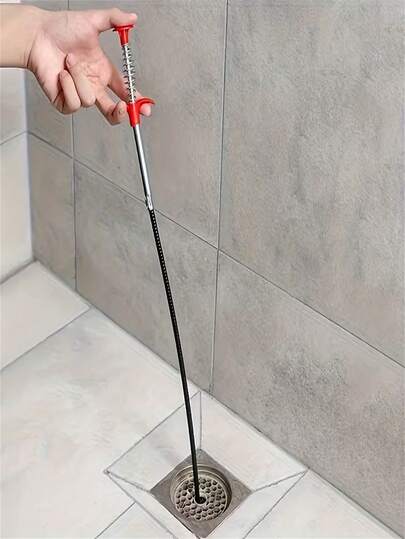 1 pieza Limpiador de desagües, Herramienta de limpieza de desagües, Colector de cabello, Herramienta desobstructora de desagües de baño, cocina y bañera, Removedor de desechos flexible de mano, Apto para fregaderos, tuberías y inodoros de hogar, restaurante y hotel, Utilizable durante 365 días, Accesorio de herramienta de desobstrucción de tuberías de metal suave y plástico