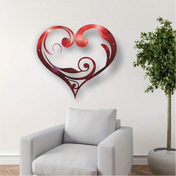 1pc Elegant Heart-Shaped Acrylic Wall Decor With Wreath - Classic Retro Style, Suitable For Wedding Decoration And Home Decor, No Power Needed, Acrylic Wall Art
