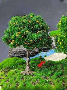 Realistic Mini Fruit Tree, Plastic Mini Orchard Decor With Orange And Red Fruits, Suitable For Home, Office Or Outdoor Decor, Garden Decoration, Train Model Display, Fairy Garden, Valentine's Day Gift, Diorama Desktop Landscape, DIY Decor Model Scene, Creative Hobby Gift - Multicolor - View 9
