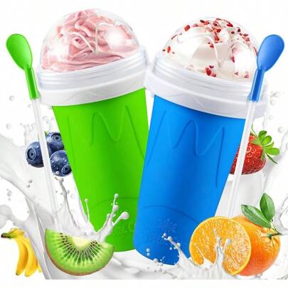 2 Paquetes de Vasos Mágicos para Hacer Granizados, Vasos Fabricantes de Granizados, Vasos Portátiles para Hacer Batidos, Yogur y Sacudidas, Vasos Enfriadores Reutilizables para Familia y Amigos