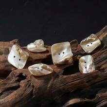 10pcs Asymmetrical Natural Shell Buttons With 2 Holes, Suitable For DIY And Clothing Accessories - 10pcs - View 8