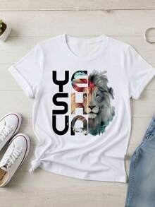 Camiseta Feminina com Estampa Inspiradora Moda Cristã Moderna e Atemporal - Branco - Visão 2