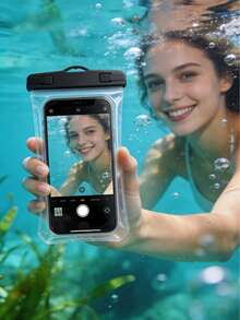 1pc Waterproof Luminous Phone Pouch, Waterproof Phone Bag, Swimming Neck Strap Phone Pouch, Touch Screen Lanyard Phone Pouch, Glow-In-The-Dark Phone Pouch - Multicolor - View 7