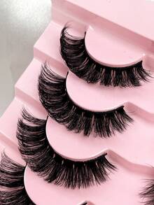 Hinarin 7 Pairs 3D Transparent Stem False Eyelashes, Faux Mink - Black - View 2