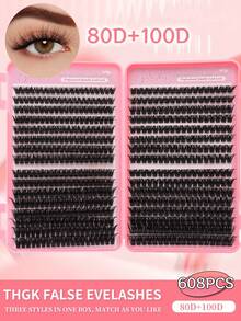 640/624/608/590/384/320 PCS Individual Cluster Lashes D Curl Mixed 30D 40D 50D 60D 8-16mm, Soft Lightweight Reusable DIY Lash Extensions Kit For Beginners - D - View 19