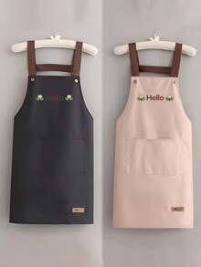 1 chiếc tạp dề chống thấm nước Hello, tạp dề nhà bếp chống thấm nước và dầu mỡ có túi, dây đeo điều chỉnh được, họa tiết Hello tối giản, phong cách tươi mới, thích hợp cho nấu ăn, làm bánh, làm vườn, dọn dẹp, sử dụng trong gia đình. - XIN CHÀO - Xem 4