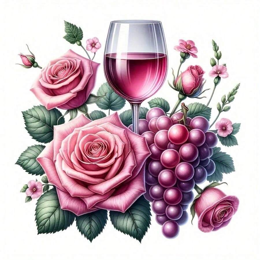 1/2/3pcs Red Wine & Rose Pattern Heat Transfer Stickers, Suitable For DIY Heat Press Decoration On T-Shirts, Pillows, Etc. Available In Multiple Colors, Durable And Washable Plastic DIY Decals For Backpacks, Cushions, Pants, Sofa Covers, High-Quality T-Shirt Prints That Are Washable And Fade-Resistant.