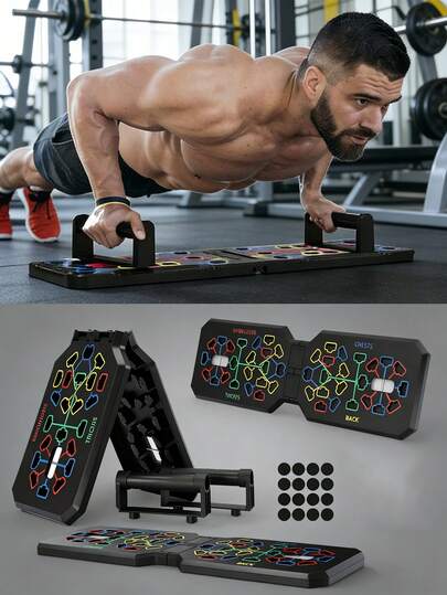 Soporte para flexiones, tabla de fitness multifuncional plegable, entrenador abdominal interior, entrenador de soporte abdominal interior para el hogar. Multifuncional, plegable, portátil, ahorro de espacio, soporte estable, diseño antideslizante, ergonómico, alta resistencia, duradero, fácil almacenamiento, entrenamiento silencioso, perspectiva científica, entrenamiento profesional.