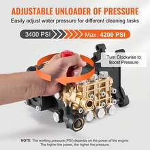 Bomba de hidrolavadora de 1" con eje horizontal y triple émbolo, 4200 PSI, 4,2 GPM - negro - Ver 5