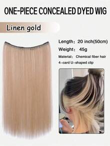 Tóc giả dài 20 inch, kiểu dáng chữ U, bồng bềnh, gợn sóng, kẹp cài vô hình, bóng mượt. - Vải lanh vàng - 22 inch - Xem 18