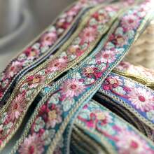 1/5碼紗染刺繡蕾絲附縫製亮片，適用於衣領、包包、裝飾、托特包、鑰匙圈、娃娃衣服、家居裝飾、DIY及初學者縫製 - 多色 - 查看 6