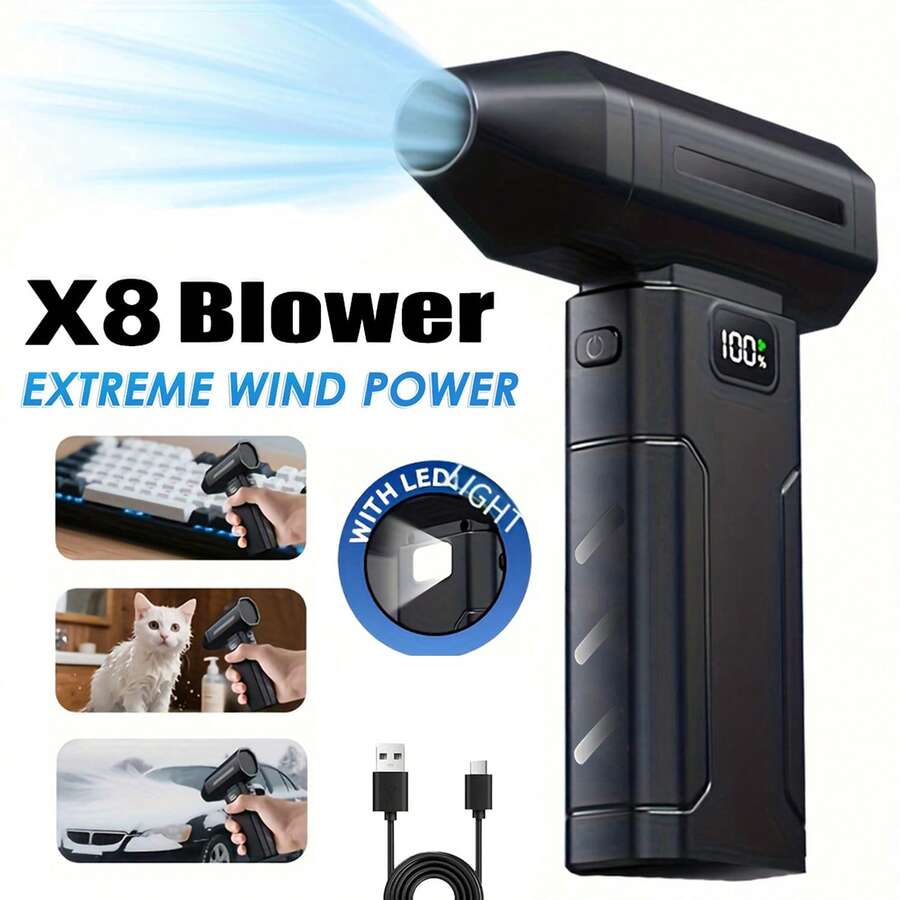 Portable Electric Dust Blower, Adjustable Wind Speed, Mini Rechargeable Turbine Jet High-Powered Electric Duster Fan Suitable For Car, Computer, Keyboard, Home And Outdoor Use - A - View 1