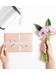 1 Roll 250 Yards Curly Metallic Ribbon, Suitable For Gift Wrapping, Balloon Decoration, Weddings, Birthdays And Other Occasions, Also Suitable For Bouquet And Floral Packaging, Ideal For Valentine's Day, Weddings, Birthdays And Other Occasions - C-White - View 7