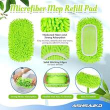 Bộ 4 miếng lau nhà bằng sợi microfiber tái sử dụng - Miếng lau thay thế có thể giặt máy, tương thích với các loại máy hút bụi phổ biến, lý tưởng cho sàn phòng khách, phòng ngủ, phòng tắm và nhà bếp - Miếng lau thay thế dệt kim thấm hút cao. - A - Xem 5