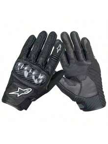 Alpinestars Găng tay xe máy SMX-1 AIR V2 bằng da sợi nhỏ, sợi carbon, thoáng khí, bảo vệ, chống mài mòn, cảm ứng màn hình dành cho nam và nữ. - màu đen - Xem 11