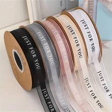 50 yardas de cinta de organza de nieve, papel de envolver ramos florales, cinta de satén de 2,5 cm de ancho, embalaje de pasteles, suministros para arreglos florales - Multicolor - Ver 1