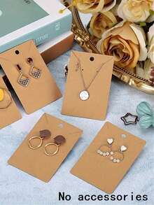 100 piezas Tarjetas en blanco para exhibir aretes, Etiquetas de precio de joyería de papel kraft, 4.5*3.2cm/1.77*1.26in, Escribible DIY Embalaje, Tarjetas de almacenamiento de aretes, Adecuado para minoristas y etiquetas de precio de joyería hecha a mano (marrón, negro, blanco) - Suministros de exhibición y empaque de joyería, esencial para la temporada de regreso a clases - Multicolor - Ver 13