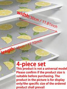 4/8 miếng tấm lót tủ lạnh in họa tiết chanh (30cm*45cm/11.81in*17.72in) có thể giặt, chống nước, chống dầu, phù hợp cho ngăn tủ lạnh, ngăn kính tủ đông, ngăn kéo tủ và nhiều vị trí khác - chanh vàng - Xem 7