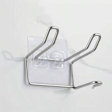 No Drill Wall Mount Stainless Steel Hair Dryer Holder Silver Space Saving Storage Rack For Bathroom Salon - Silver - View 6
