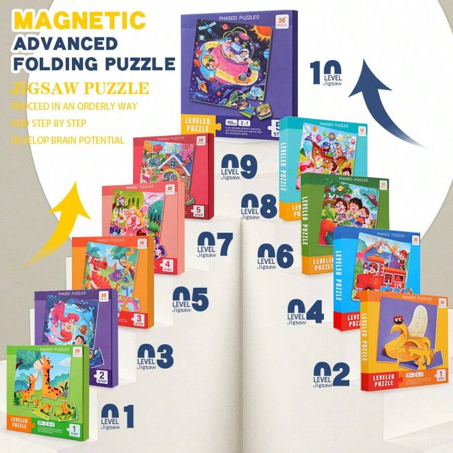 Nuevo libro de rompecabezas magnético con estilo de clip, juguete educativo, rompecabezas magnético de aprendizaje temprano preescolar para niños y niñas de 3 a 6 años