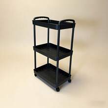 1 Set, 3-Tier Rolling Storage Cart - Bathroom, Kitchen, RV, Office & Workshop, Easy Assemble Plastic Shelving Unit, 3 Shelves, Space Saving Multifunctional Modern Furniture - Multicolor - View 5